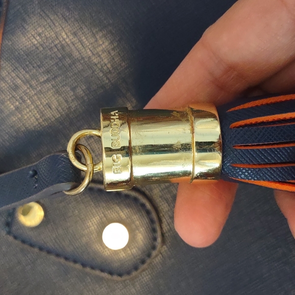 Big Buddha Navy/Orange Perforated Vegan Leather Tote - Picture 11 of 16